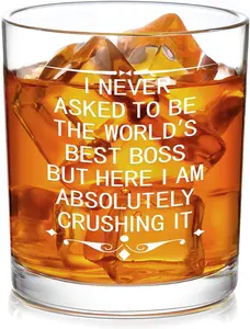 The World's  Boss  Glass 10 Oz, Boss Day Gifts for Him,  Boss Gifts for Men Man Male, Bosses Day Gifts, Funny Boss Gifts on Bosses Day Christmas Birthday National Boss Day