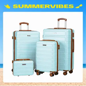AAIVV 4PCS Expandable Hardside Luggage Set, 13/20/26/28in Durable ABS Suitcases with TSA Lock, Double Spinner Wheels, for Family Travel,