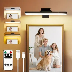 Picture Lights for Wall,Battery Operated Wall Sconce Rechargeable,LED Wall Light Cordless with Remote,3 Color Temperature, Art Lights for Painting,Frame,Gallery,Dartboard Lights,Black