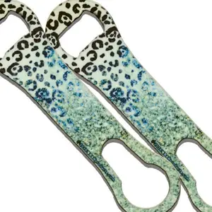 Green Leopard Printed Stainless Steel V-Rod® Bottle Opener, Bar & Kitchen Utensil