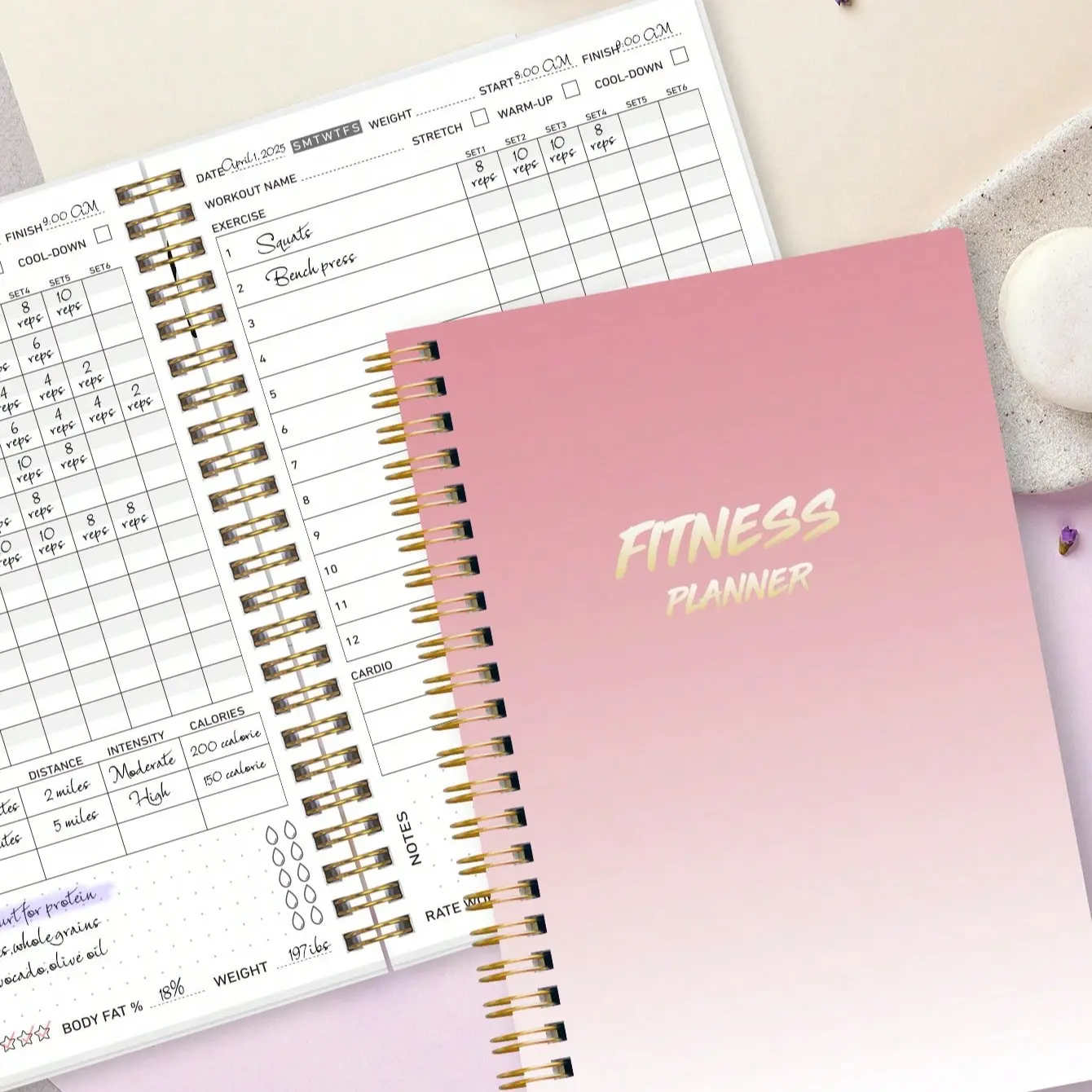 Fitness Plan Book for Women, Workout Log Journal, Fat Loss and Body Sculpting Training Tracker, Gym Goal Management Planner