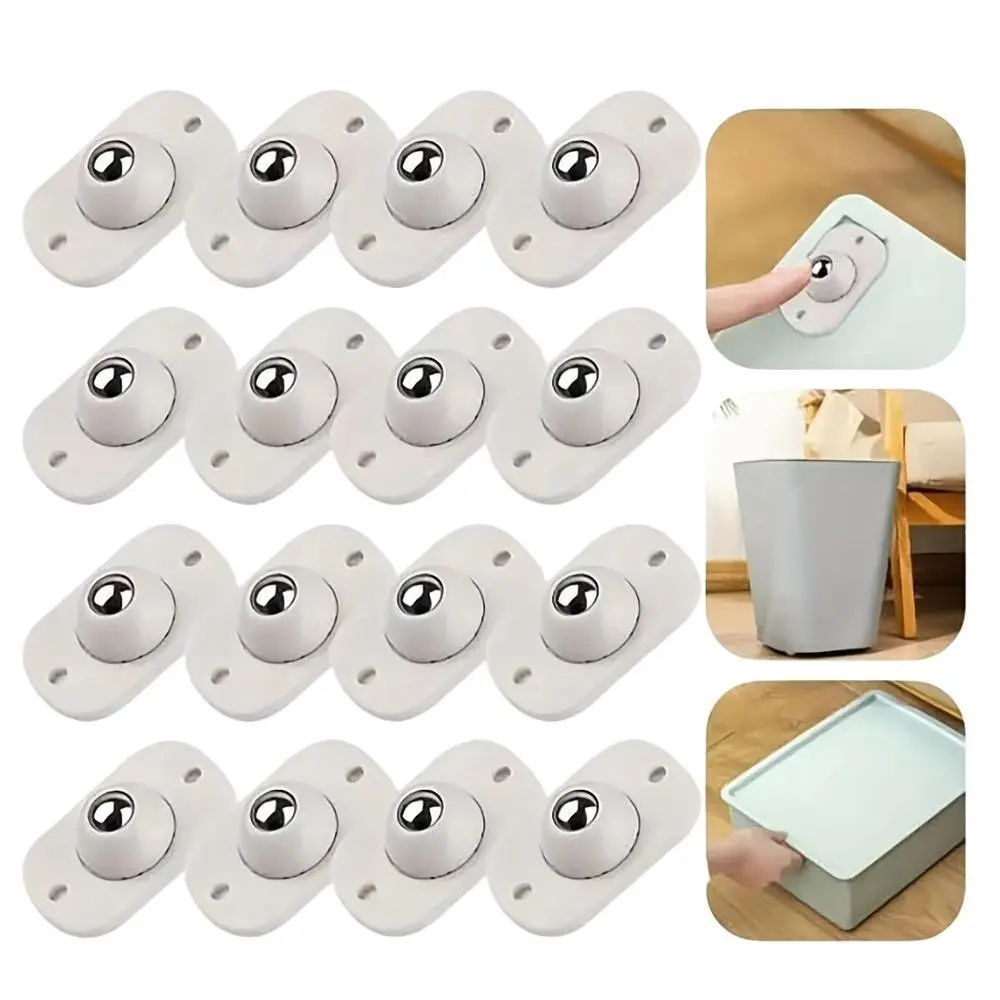 20 Self-Adhesive Casters, Mini Swivel Wheels, Stainless Steel, 360° Rotation, Suitable for Furniture, Storage Boxes