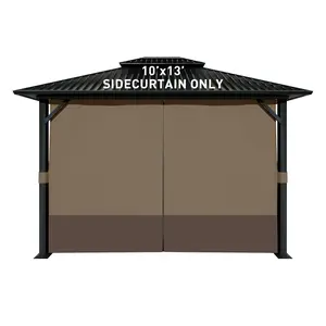 Aoodor Gazebo Curtain Replacement - Universal 4-Panel Sidewalls 10' x 13', UV Resistant, Side Curtain Only, Double Zipper for Outdoor Canopies