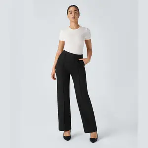 Halara Flex High Waisted Zipper Side Pocket Straight Leg Work Pants