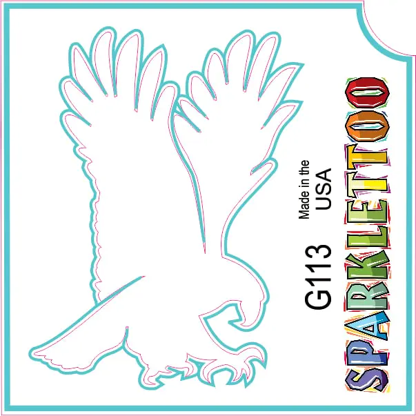 212 MAIN G113 Ruby Red Glitter Effect Eagle Tattoo Stencils, 3-Ply Paper, 1.5x2.3x2.3 in, 100-Pack, Skin-Safe, Easy Application, Vibrant Look, for Men's Costumes & Special Occasions