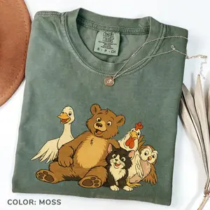 Comfort Colors Little Bear Kids T-Shirt, Animal Lover Daughter Shirt, Animated TV Show Shirt, Cute Animal Friends Toddler Shirt, Matching Family Tee