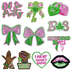 11-Piece I Am My Sister's Keeper Embroidered Iron-On Patches, and Sequin Bow Accessories for Bags and Clothing