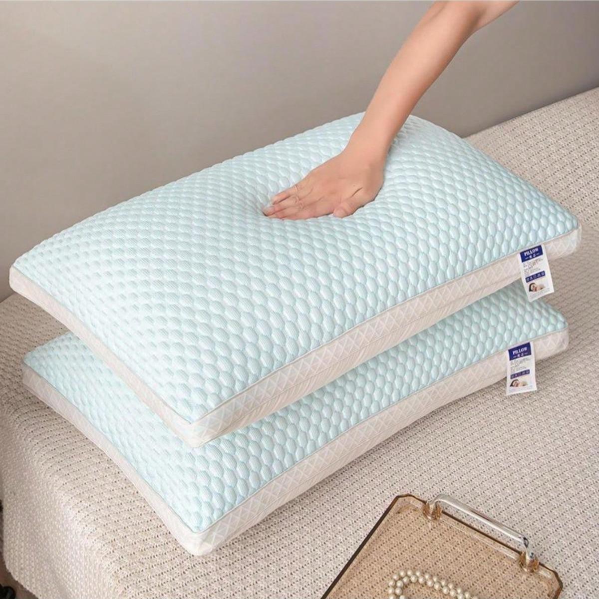 2 Pack Ergonomic Cervical Support Pillows For Bedroom Use, Soft Breathable Long-Lasting Shape Sleep Pillows, Comfortable For Side, Back And Belly Sleepers At Home