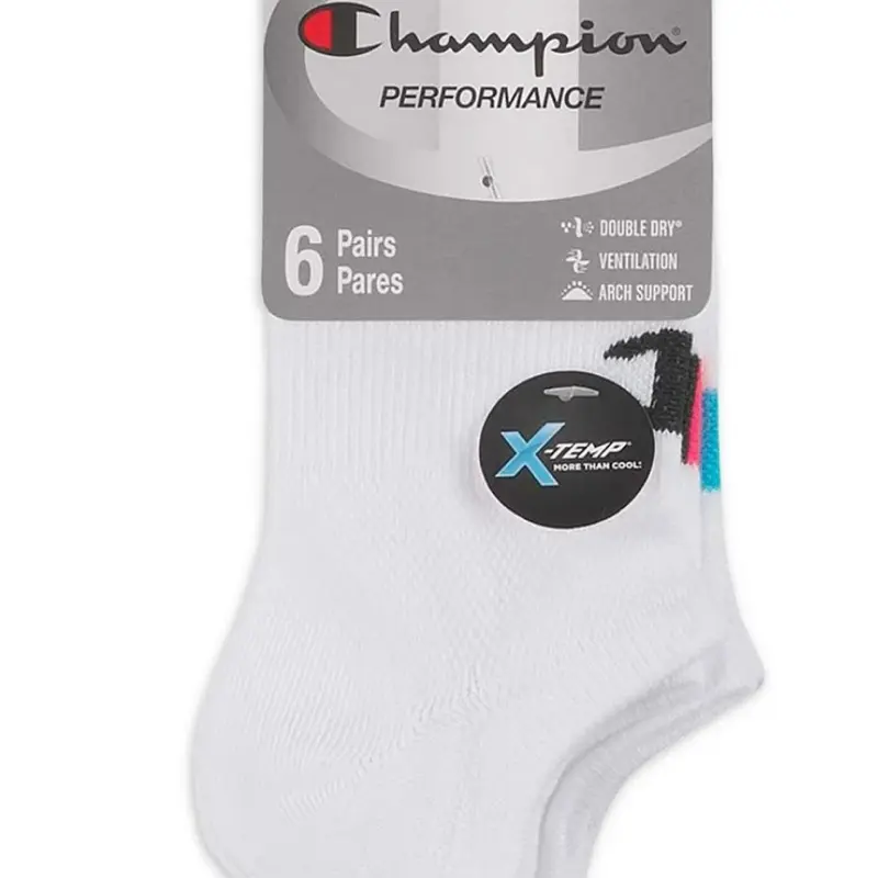 Champion Performance Women's No Shoe Socks 6-Pairs - Double Dry, Ventilation, Arch Support, Comfortable Fit - Womenswear