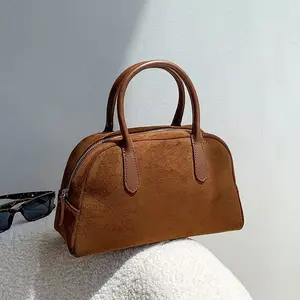 Handheld Bowling Ball Bag for Women 2025 Autumn Winter Retro Handbag Large Capacity Commuter Pillow Bag