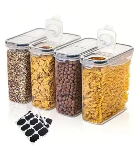 4pcs Airtight Food Storage Containers -Leakproof Clear Plastic Canisters with BlackLocking Lids, 2L/67.63oz, BPA-Free,Dishwasher Safe, Kitchen & PantryOrganization For Sugar, Flour, Snacks, BakingSupplies, Pantry Organization Free returns