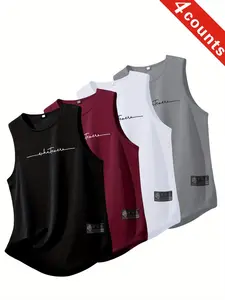 Men's Sleeveless Gym Vest Set, Breathable Quick-Dry Sports Tank Top, Running Basketball Shirt, Summer Sweat-Absorbing Home Wear, Workout Vest
