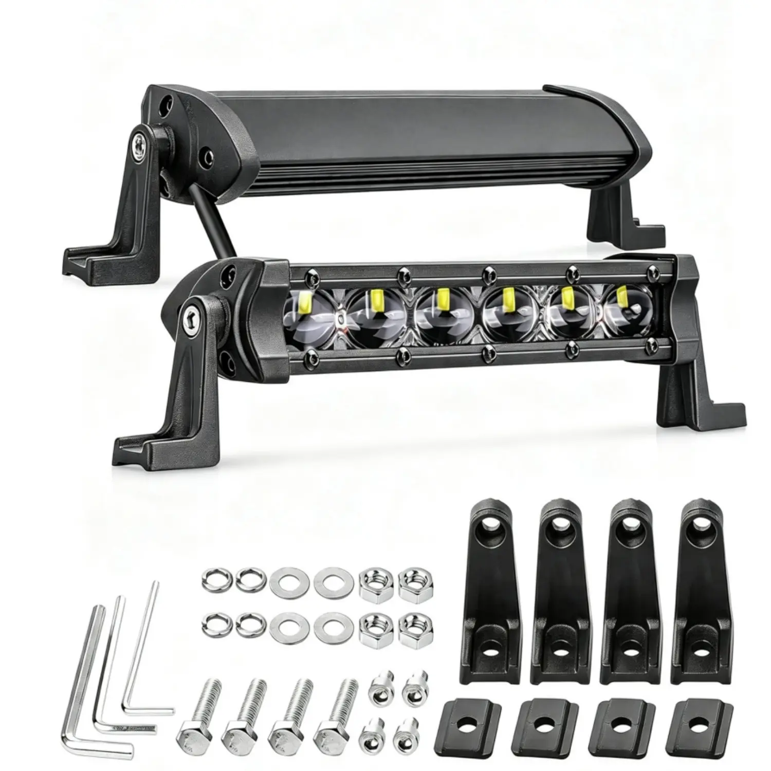 YCHOW-TECH 2PCS 6-in Slim Single Row 96W LED Light Bar, 9600LM Spot Beam Work/Driving Fixtures, LED Car Ambient Light for 4x4 Trucks, Offroad Vehicles, Light Bar Car