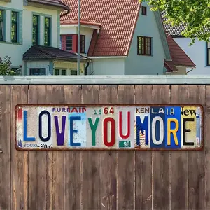 Vintage "Love You More" Metal Tin Sign - Decorative Plaque, 16x4 In Warm Romantic Above-Door Wall Decor with Pre-Drilled Holes for Home Bar, Coffee Hall, Home Supplies Gift