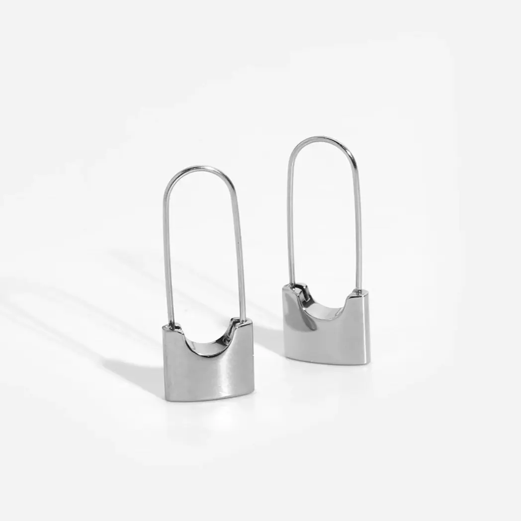 [E11evate] Fashionable Stainless Steel Lock Earrings