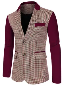 INSPIRE CHIC Men's Plaid Pattern Button Down Slim Fit Casual Jacket Blazer