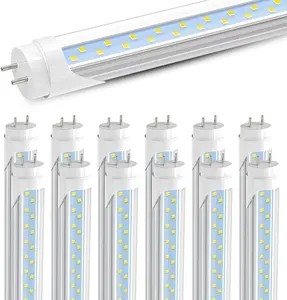 JESLED 4FT LED T8 Type A+B Tube Lights, 24W(65W Equivalent), 3072LM, 6000K, Single or Double End Powered, Plug and Play or Ballast Bypass, 4 Foot T10 T12 Fluorescent Bulbs Replacement, Clear(12-Pack) G13