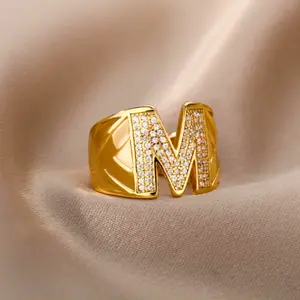Fashion Cubic Zirconia Letter Decor Rings for Men and Women to Wear Everyday, Unique Engagement/Proposal Rings, Meaningful Jewelry Gifts