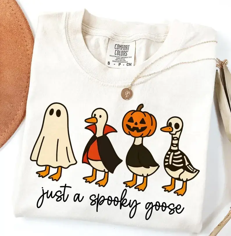 Comfort Colors Just A Spooky Goose Shirt, Funny Halloween Costume Goose Graphic Tee Logan Apparel