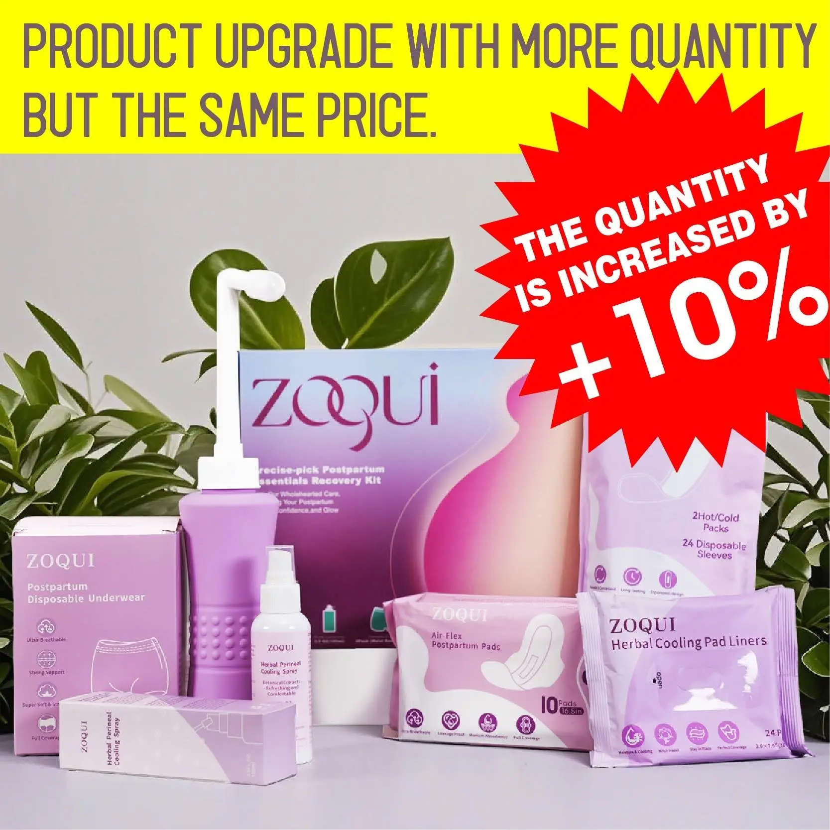 ZOQUI Postpartum Essentials Recovery Kit for Women, Labor Delivery Mom Care Kit, Peri Bottle Cooling Spray Disposable Underwear Pads Hot Cold Packs Li