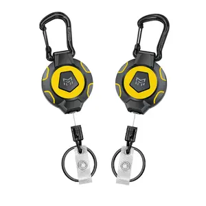 MNGARISTA 2-Pack Upgraded Retractable Keychain, 10 OZ Retraction, 31.5" Stainless Steel Cord, Heavy Duty Carabiner Badge Holder, ID Badge Reel with Badge Strap and Key Ring