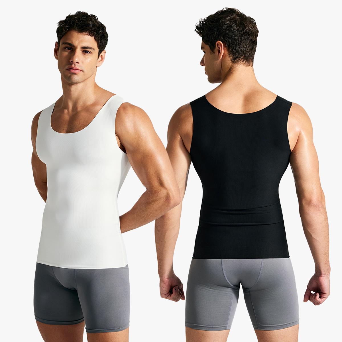 Nebility Men’s Shapewear Tank Top – Seamless Body Shaper Vest, 300g High-Stretch Fabric, Slimming & Tummy Control Undershirt, Breathable Lightweight Support