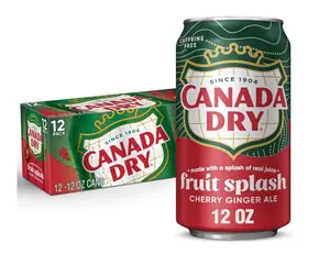 Canada Dry Fruit Splash Cherry Ginger Ale Soda, 12 fl oz cans, 12 pack Soft Drink Beverage Refreshing Flavor