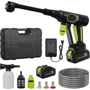 20V Cordless Portable Pressure Washer, Brushless Power Cleaner with 6-in-1 Nozzle & Foam Cannon, 26ft Hose, Rechargeable Battery and Charger, Portable Washer for Car, House, and Patio Cleaning