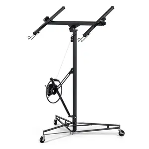 GARVEE Drywall Rolling Version Jack,11' Lift Drywall Plate Lift, 150lb Weight Capacity Panel Hoist Jack Tool with 360° Adjustable Telescopic Arm & 3 Lockable Wheels