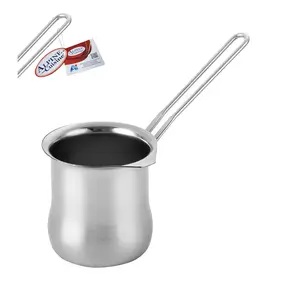 Alpine Cuisine Stainless Steel Coffee Warmer, 16oz with Ergonomic Hanging Handle - Turkish and Greek Coffee Maker, Butter Warmer, and Milk Pot for Home & Cafe Heating and Melting