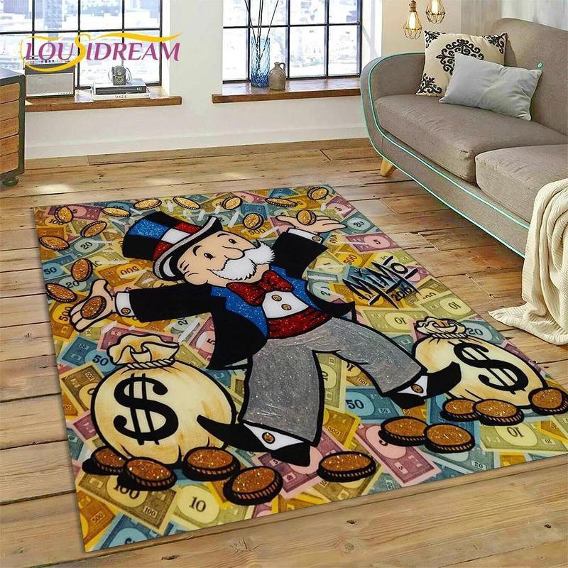 Game Dollar Monopoly Cartoon Money Rug Carpet for Living Room Bedroom Home Decor,Floor Mat Non-slip Decoration for Sofa Doormat house plush modern floor rug