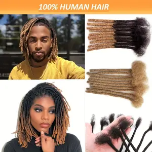 2025 New Arrivals Unisex-Adult Human Hair Dreadlock Extensions, Handmade Permanent Loc Bundles, 0.6cm Thick, 8 Inch, 10 Strands per Bundle, Durable and Easy to Style