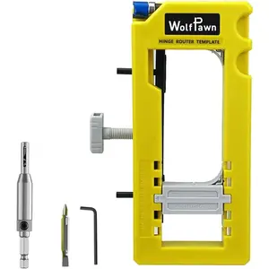 Door Hinge Jig, Mortiser, Blue Clamping Jig, Easy Use and Installation Kit,Widely Applicable Router Template Fits for Door Hinge 3”to 5” Length and 1/4”or 5/8” Thickness (Yellow)