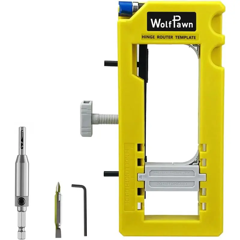 Door Hinge Jig, Mortiser, Blue Clamping Jig, Easy Use and Installation Kit,Widely Applicable Router Template Fits for Door Hinge 3”to 5” Length and 1/4”or 5/8” Thickness (Yellow)
