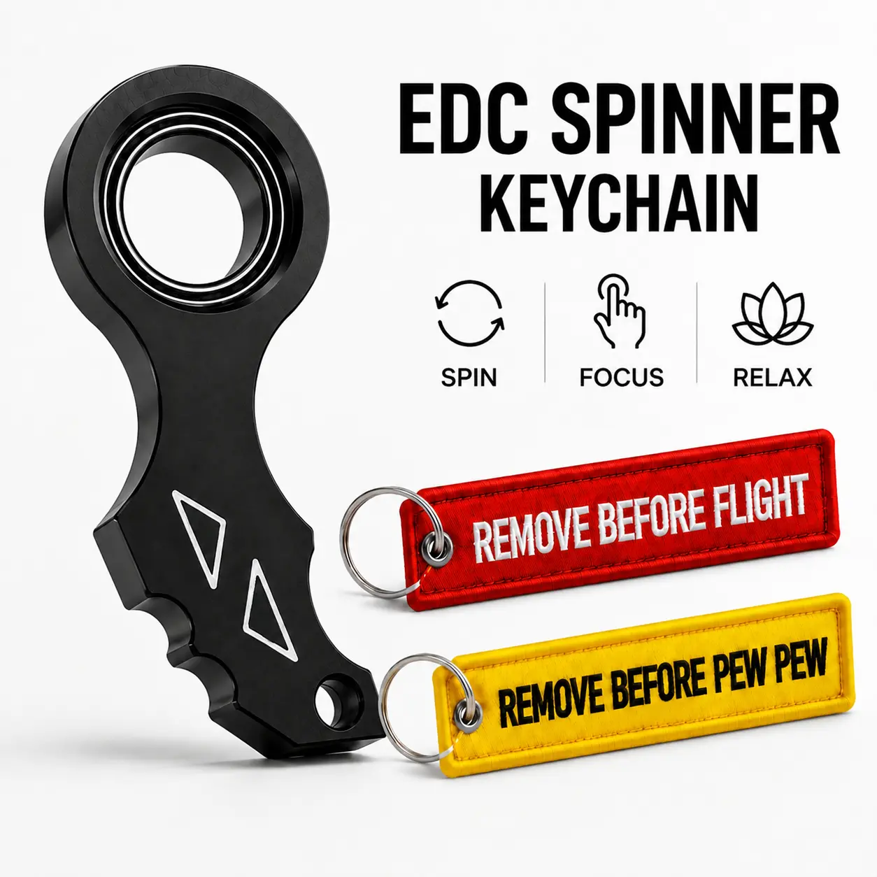 Unisex Karambit-Shaped Aluminum Alloy Spinner Keychain - Silent Spin EDC Fidget Toy, Anti-Anxiety Relief Fashion Accessory, Cool Tech Gadgets for Car Keys