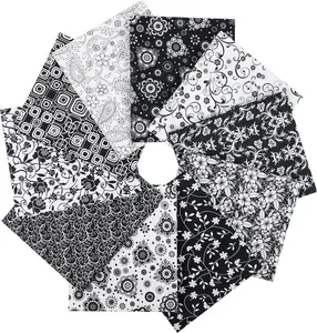 Newbrothread&Craftido 100% Cotton Quilting Fabric Bundles 10pcs Fat Quarters 18"x21" Medium Weight 5.2oz for Quilting Sewing Patchwork Home Textile Black & White Flower Mothersdaygift