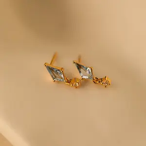 Aquamarine Kite Drop Earrings by Caitlyn Minimalist
