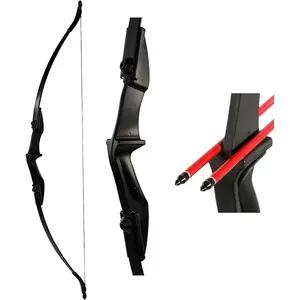57" Takedown Youth Recurve Bow Hunting Black Long Bow for Beginner Teenagers Right Left Hand - Draw Weight 20lbs 30lbs 40lbs