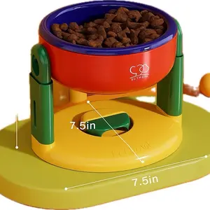 PetCare Adjustable Elevated Pet Bowl for Cats and Dogs 7.5in Anti-Slip Suction Base Tilted Food Water Feeder Raised Stand Neck Protection Red Blue Pink White ABS PP Puppy Kitten Feeding Dish