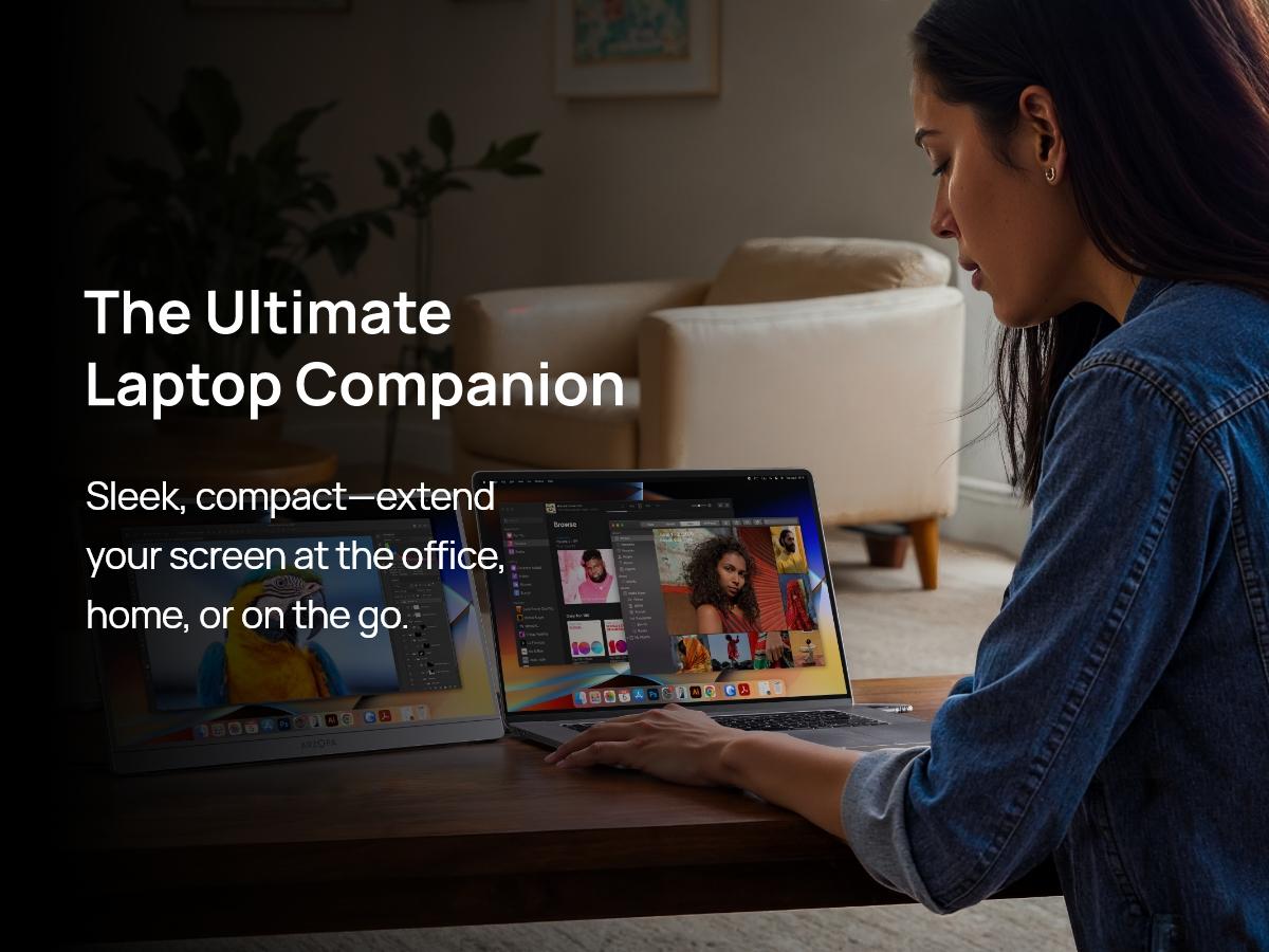 ARZOPA 16.1" Portable Monitor 100%sRGB FHD 1080P Portable Laptop Monitor Display IPS Eye Care Screen for High-end Office & Entertainment