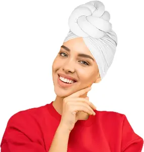 Women Turbans and  Wraps, Women  Turban Flower Knot Pre-Tied Bonnet Beanie Cap Headwrap