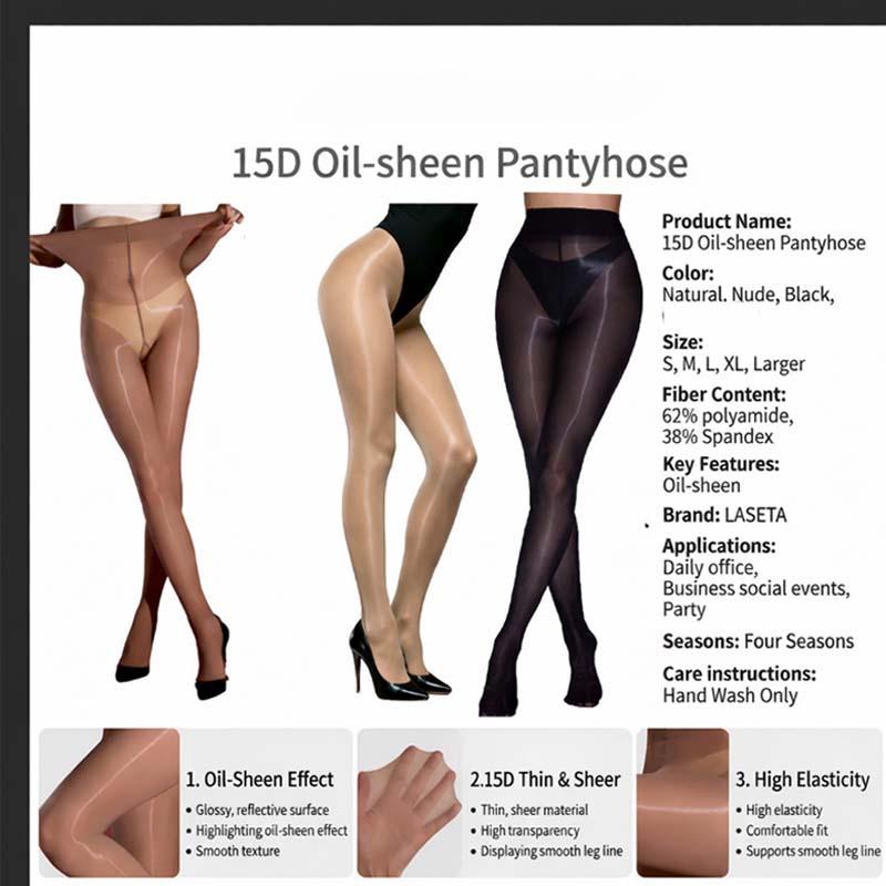 2pairs-Women's Shiny Sheer Tights High WaistSilk Comfort Stockings Oil Shimmery NylonsPantyhose Silky Spandex Elastic Dressy Legwear