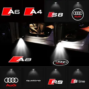 AUDI car door welcome light, LED projection ground light, automatically lights up when the door is opened, high-definition without blurring, suitable for A1/A2-A8/Q3/Q5/Q7/S3-S8/quattro/RS/S line/AUDI series and other models, Nighttime