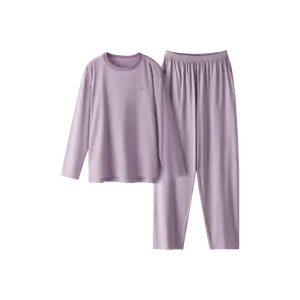 Bananain Women's Pajamas Set Crew Neck Long Sleeve Loungewear 301S Purple M