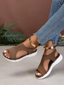 Women's Breathable Hollow Out Knit Sandals, Lightweight Comfortable Casual Shoes for Daily Wear, Stylish Design for Women