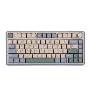 Aula F75 Gasket Mechanical Keyboard, 75% Wireless Hot Swappable Gaming Keyboard with Five-Layer Padding&Knob, Bluetooth/2.4GHz/USB-C, RGB (Green, Ice Vein Switch)