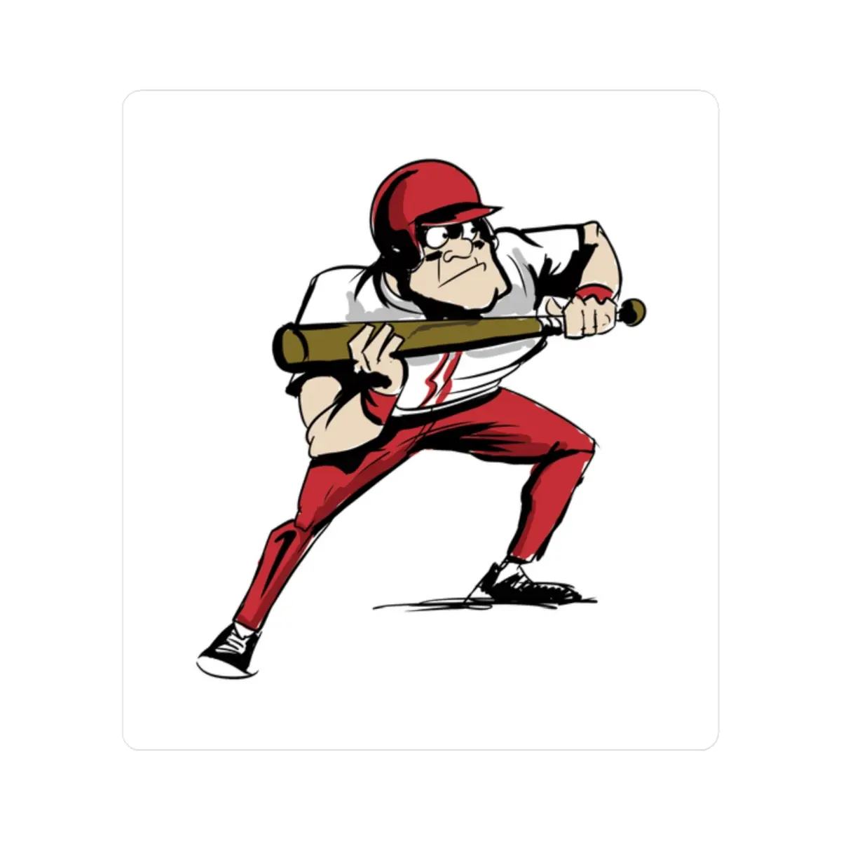 Baseball Batter Illustration Sticker | Kiss-Cut Sticker