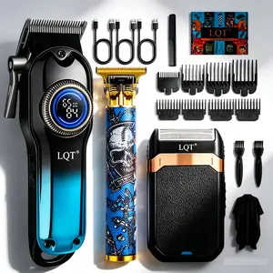 LQT Men's Cordless Hair Clipper - 7000 RPM High-Speed Motor, 5 Hours Battery Life, Clean Blade, USB Power, EU Plug, Built-in LED Display, Professional Hair Cutting Kit with Abs, Ideal for Men & Home Use, Precision Styling Tool