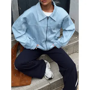 Goldsmith Faux Suede Bomber Jacket Blue