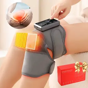 Electric Knee Massager Cordless Knee Heating Pad with 5 Vibration Massage Modes Rechargeable Heated Knee Wrap with 3 Heating Levels &Timer